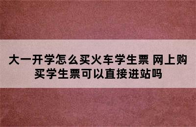 大一开学怎么买火车学生票 网上购买学生票可以直接进站吗